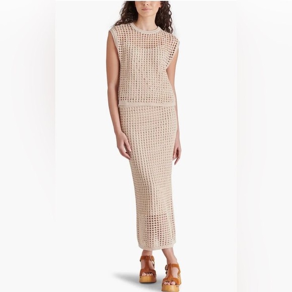 Steve Madden Dresses & Skirts - Steve Madden Crochet Skirt Set Lined Boho Chic‎ Resortwear Beige Women’s Size XS
